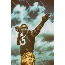 DX128 Bart Starr Green Bay Packers Pass Pose Oil Painting Photo