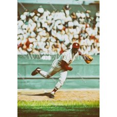 DX134 BOB GIBSON Cardinals FIRES ONE to the PLATE Oil Painting Photo