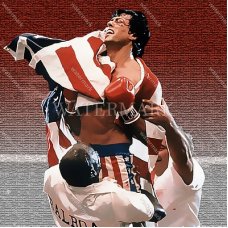 EF357 Rocky Balboa Celebrates Win US Flag Sylvester Stallone Photo