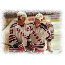 RT159 WAYNE GRETZKY MARK MESSIER game action oilers Photo