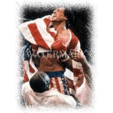 RT81 Rocky Balboa Celebrates Win US Flag Sylvester Stallone Photo