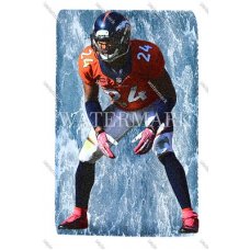 CX1023 Champ Bailey Denver Broncos Ready For Action WaterColor Photo