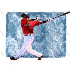CX1149 Manny Ramirez Boston Red Sox Full Swing WaterColor Photo