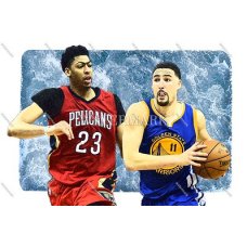 CY413 Klay Thompson Golden State Warriors Anthony Davis Pelicans WaterColor Photo