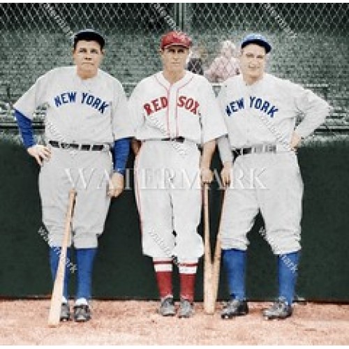 BL159 Babe Ruth and Lou Gehrig of the Yankees with Carl Reynolds