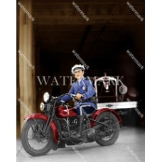 BS584 Police Officer ob Bike Colorized Photo