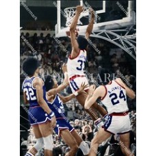 BS639 David Thompson Hangs On Rim Dunk Dr J Julius Erving Basketball Colorized Photo