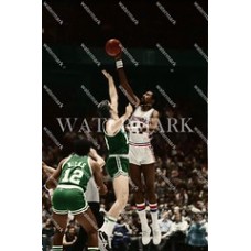 CN400 Dave Cowens Caldwell Jones Tipoff Celtics 76ers Colorized Photo 
