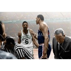  DA271 wilt chamberlain chats Bill Russell 1968 Celtics vs 76ers Colorized Photo