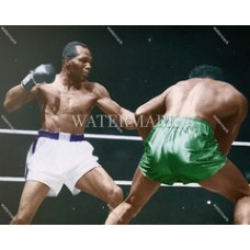  DJ261 Jersey Joe Walcott  & Ezzard Charles Heavyweight Boxing Match Colorized Photo