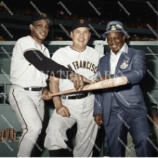  DI549 Willie Mays NY Giants Shows Ball Mark Colorized Photo