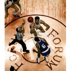  KN50 Wilt Chamberlain battles Boston Celtics center Bill Russell Colorized Photo