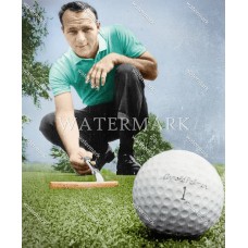 EF399 Arnold Palmer Lines up a Putt Colorized Photo